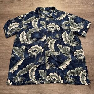 Campia Moda Shirt Mens 3XL Blue Floral Hawaiian Short Sleeves Button Up Rayon
